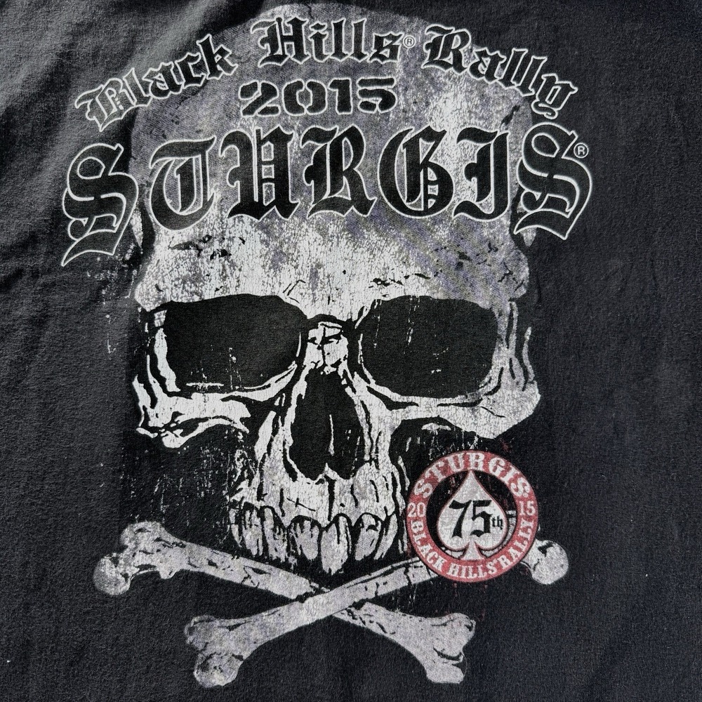 Sturgis Black Hills Rally 2015 75th Anniversary Skull T-Shirt Mens XL Black